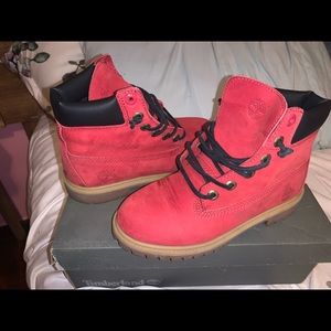 Red Timberland boots